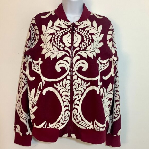 ** Blazer / Jacket Attitudes by Renee Small Wine color / White Zipper Closure - Picture 1 of 8